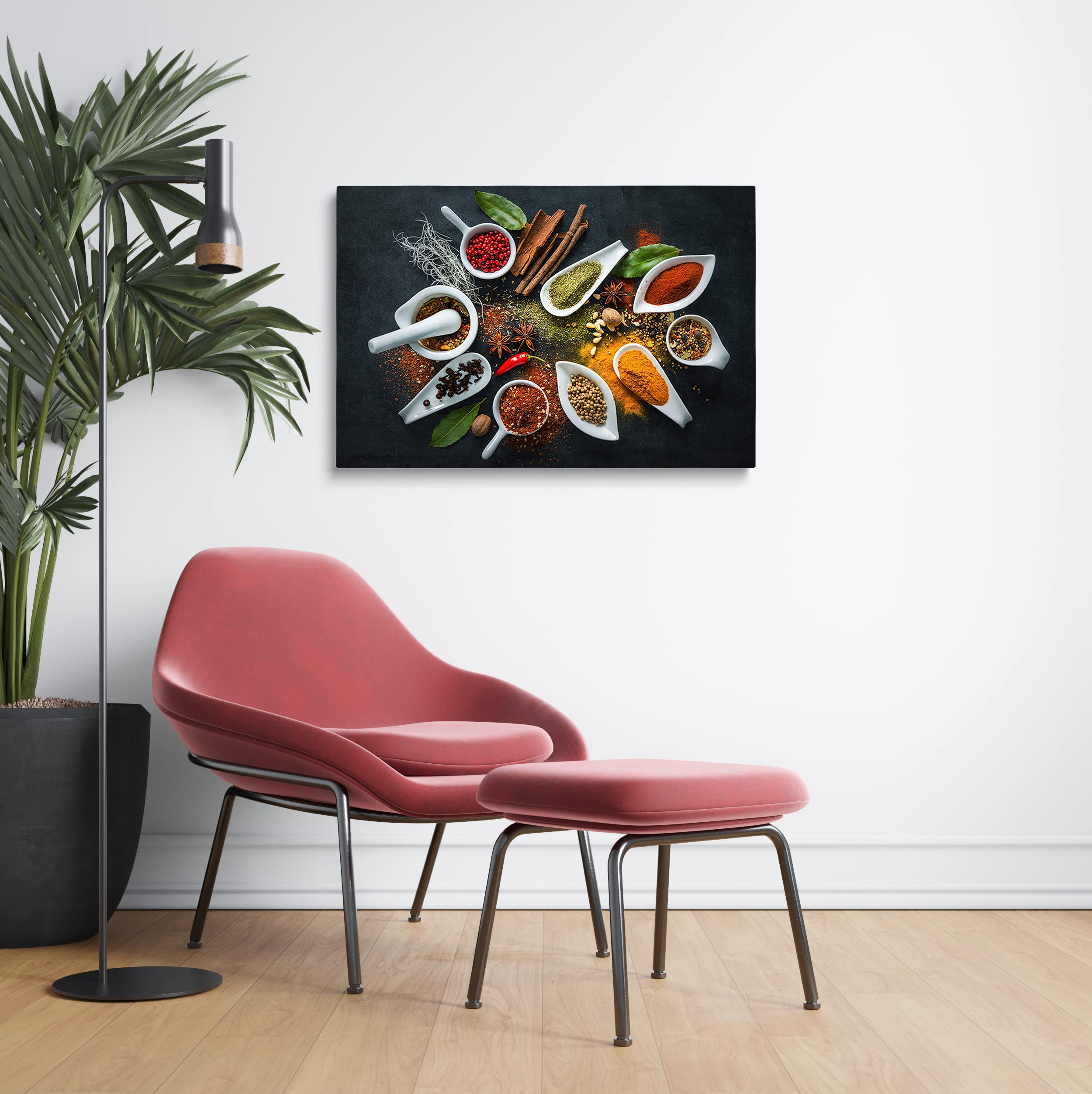 Premium Spice Kitchen Canvas Wall Art - Framed Food & Spoon Prints for Home Decor - 12x18 Inch Wall Decor Perfect for Living Room, Dining Room & Restaurant Decoration