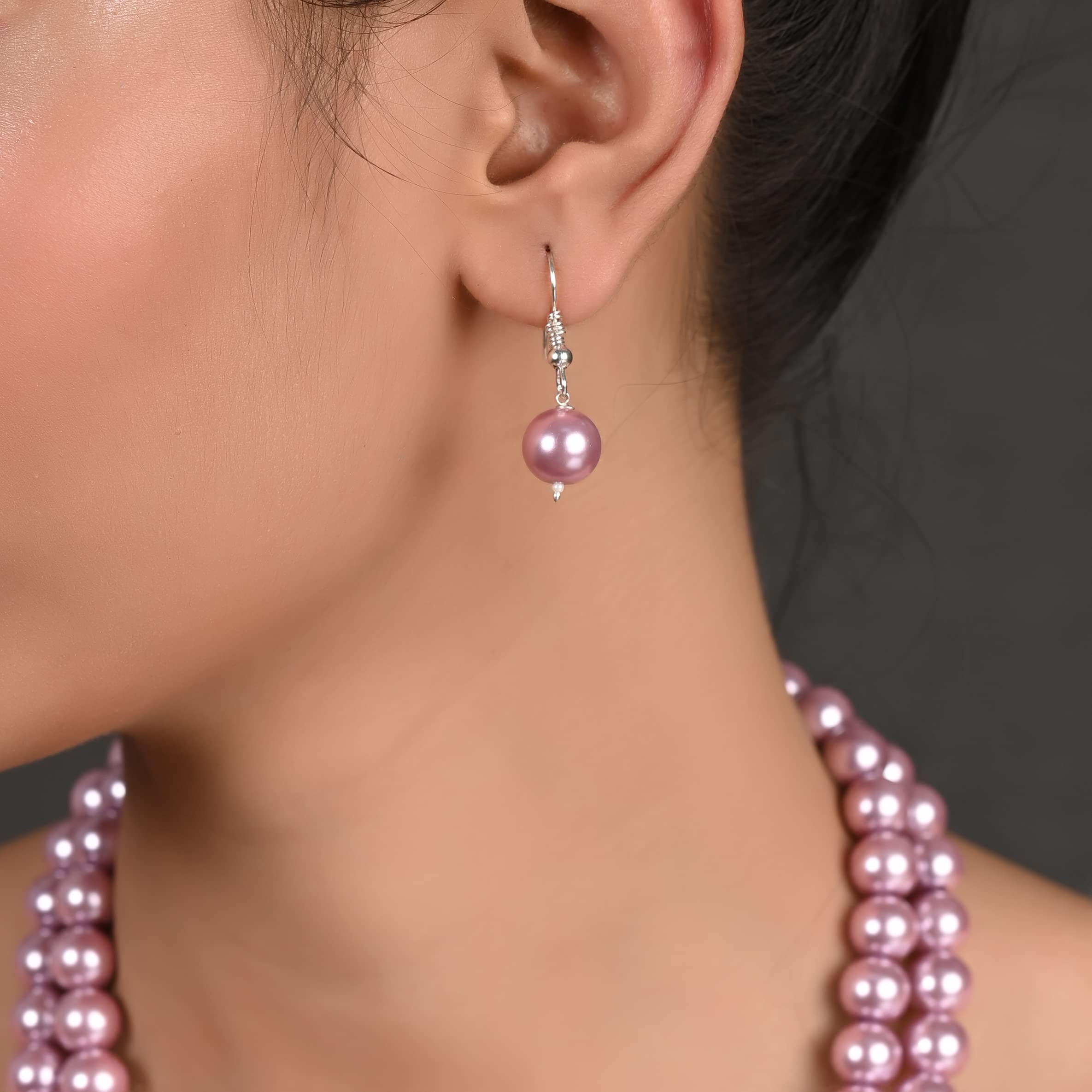 Imitation Pearl Necklace Set with Earrings for Women - 10MM Beads, Double Strand, Perfect for Weddings & Parties