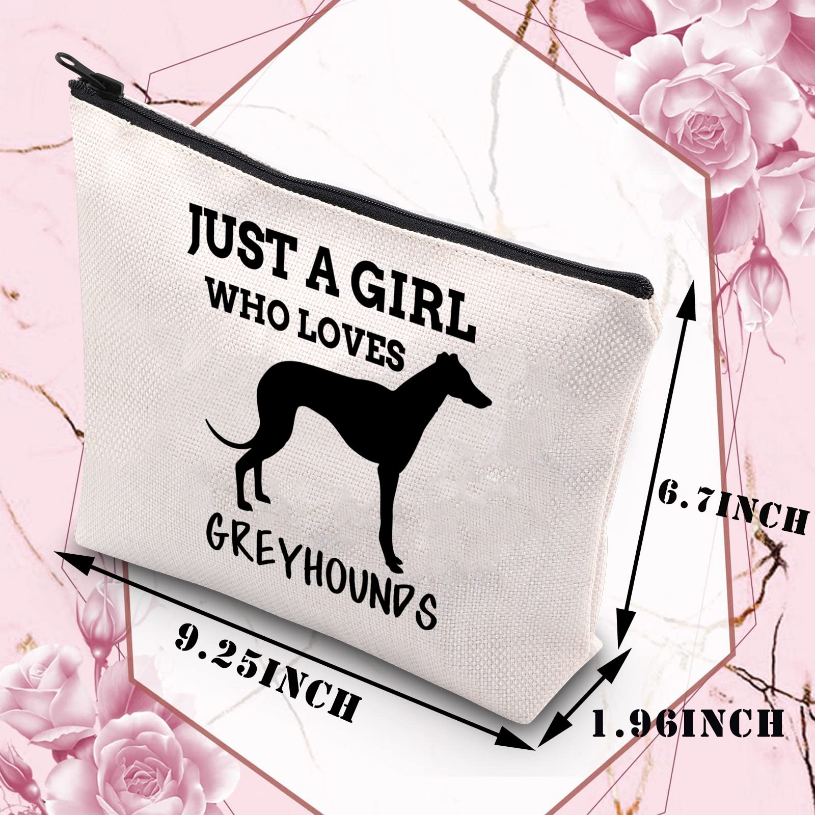 BDPWSS Greyhound Lover Gift - Just a Girl Who Loves Greyhounds Makeup Bag | Perfect for Dog Lovers, Travel & Cosmetic Storage