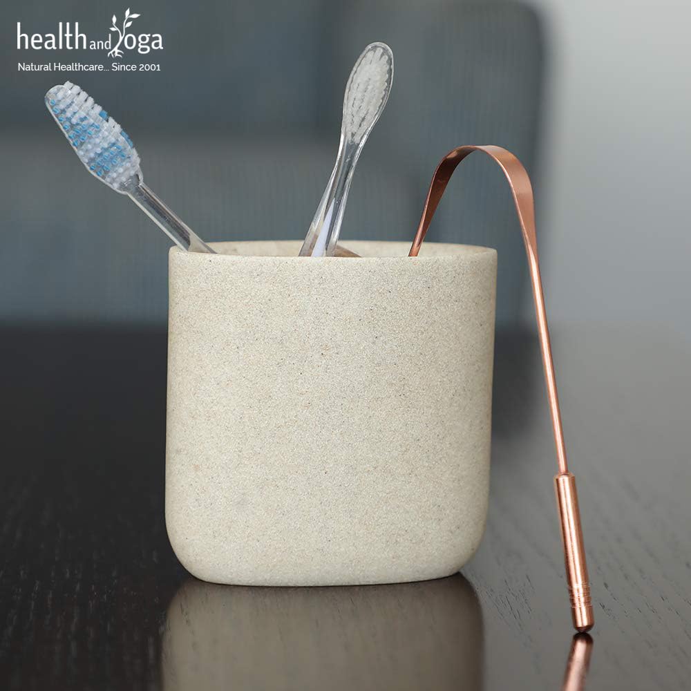 qSwipe Copper Tongue Cleaner with Comfort Grip - Pure Copper Scraper for Oral Hygiene - 1 Pack - Freshens Breath & Removes Bacteria for Better Dental Care