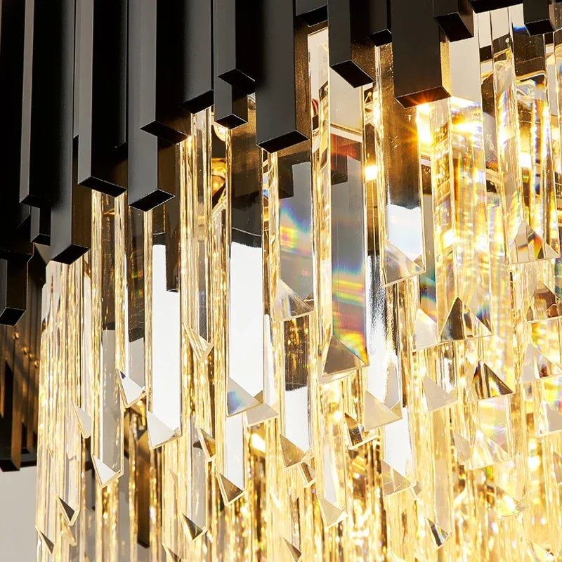 Zen Modern Gold Crystal Chandelier - Elegant Lighting Fixture for Dining Room, Bedroom & Living Room Decor | Dimmable LED Ceiling Light for Home & Office