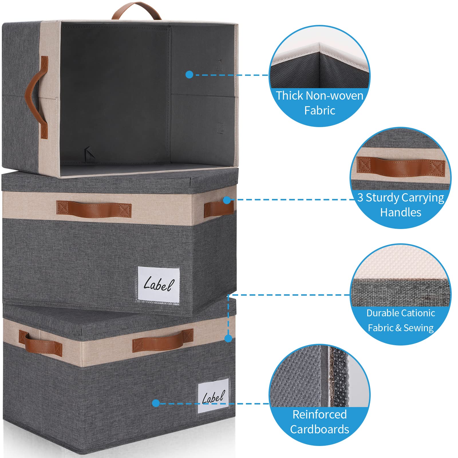 Sturdy 6-Pack Fabric Storage Bins with Lids & Handles - 15