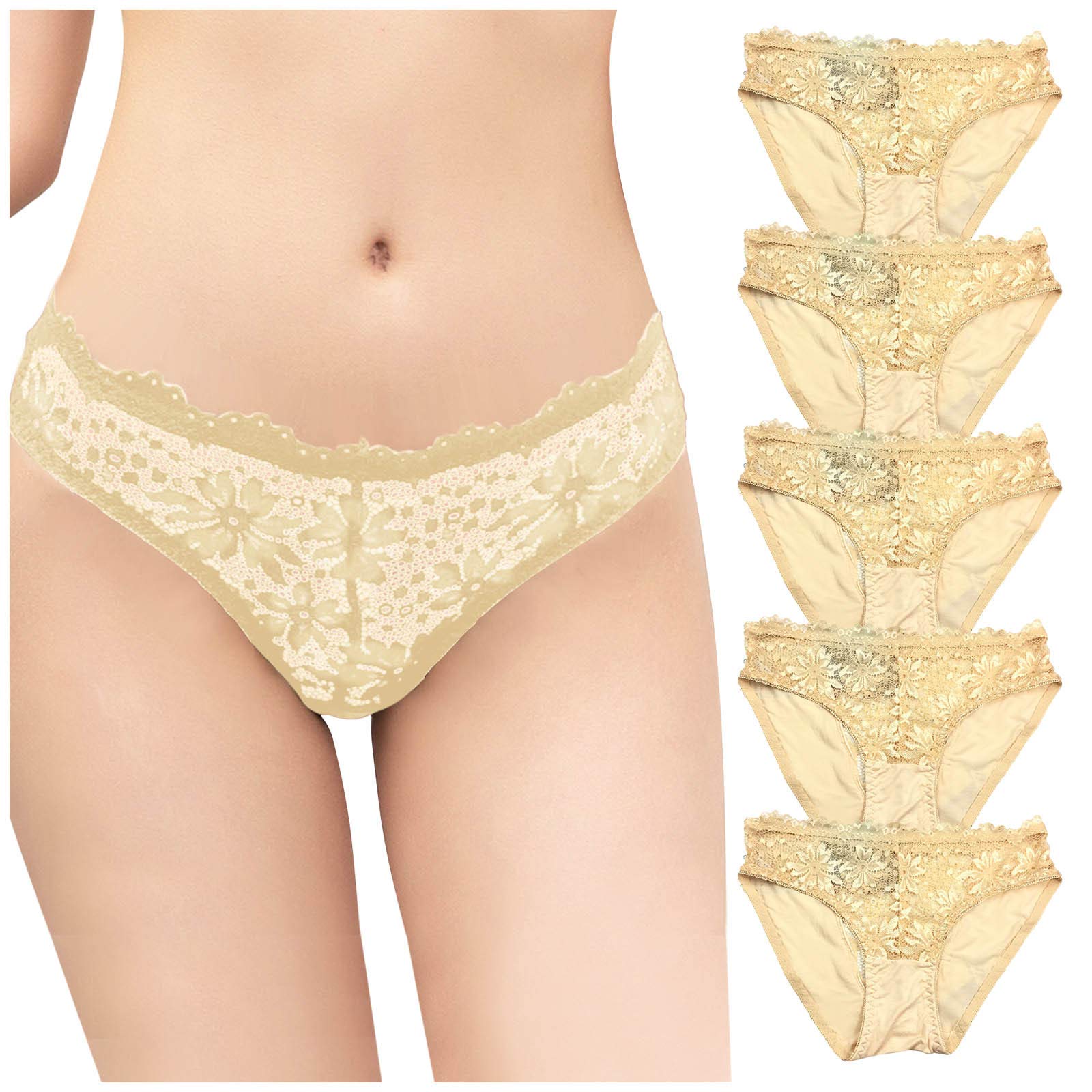 Women's Low Waist Cotton Lace Underwear - Floral Design Mid Rise Briefs (1 Pack) | Comfortable Daily Wear & Romantic Lingerie