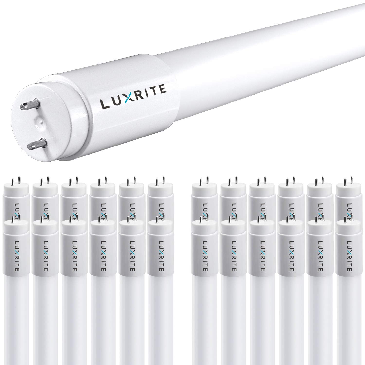 Luxrite 25-Pack 4FT T8 LED Tube Light - 13W, 3500K Natural White, Ballast/Bypass Compatible, Single/Double-End Powered - Plug & Play Fluorescent Replacement for Offices, Garages & Damp Locations