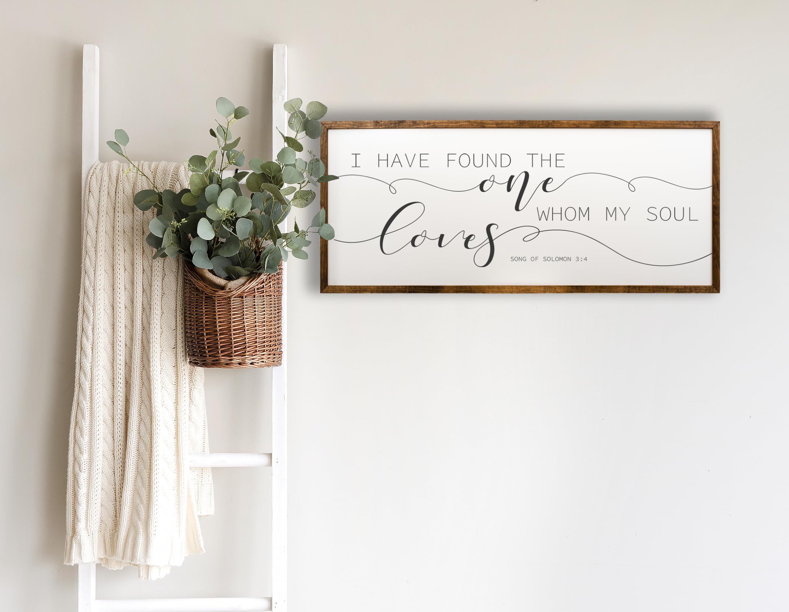 10x20 Inches 'I Have Found The One Whom My Soul Loves' Wall Sign - Romantic Bible Verse Decor from Song of Solomon - Perfect for Master Bedroom Above Bed, Wedding Gift, or Christian Home Decor