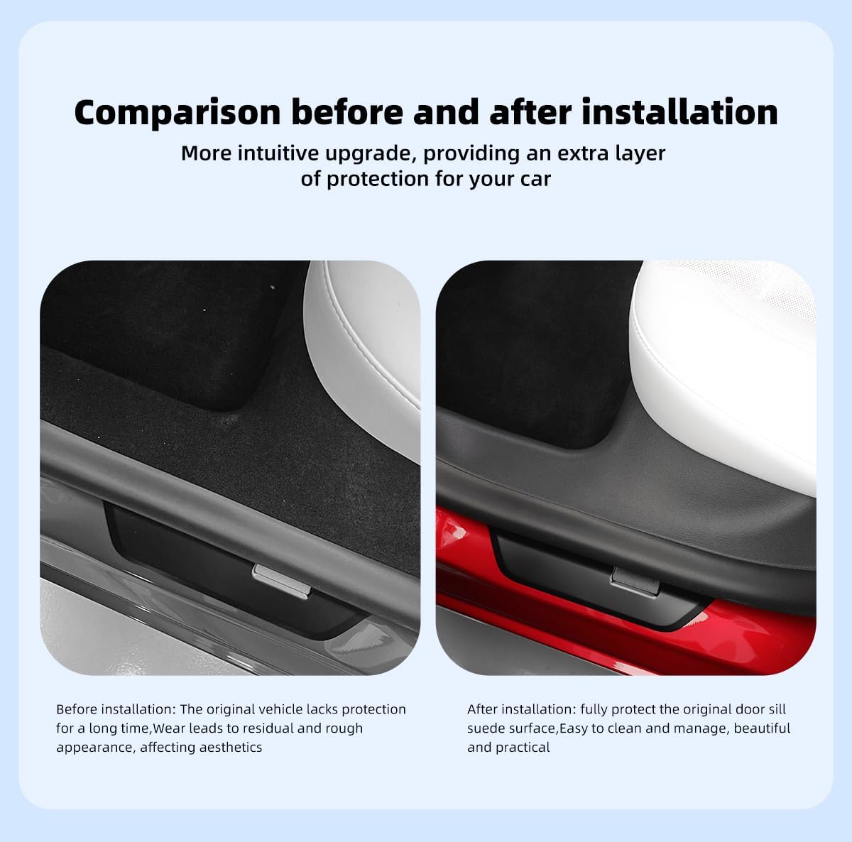 2024 Tesla Model 3 Highland Door Sill Protectors Set - 5 Piece Stainless Steel Anti-Scratch Guards for Car Interior Protection | Perfect for Daily Commute & Road Trips