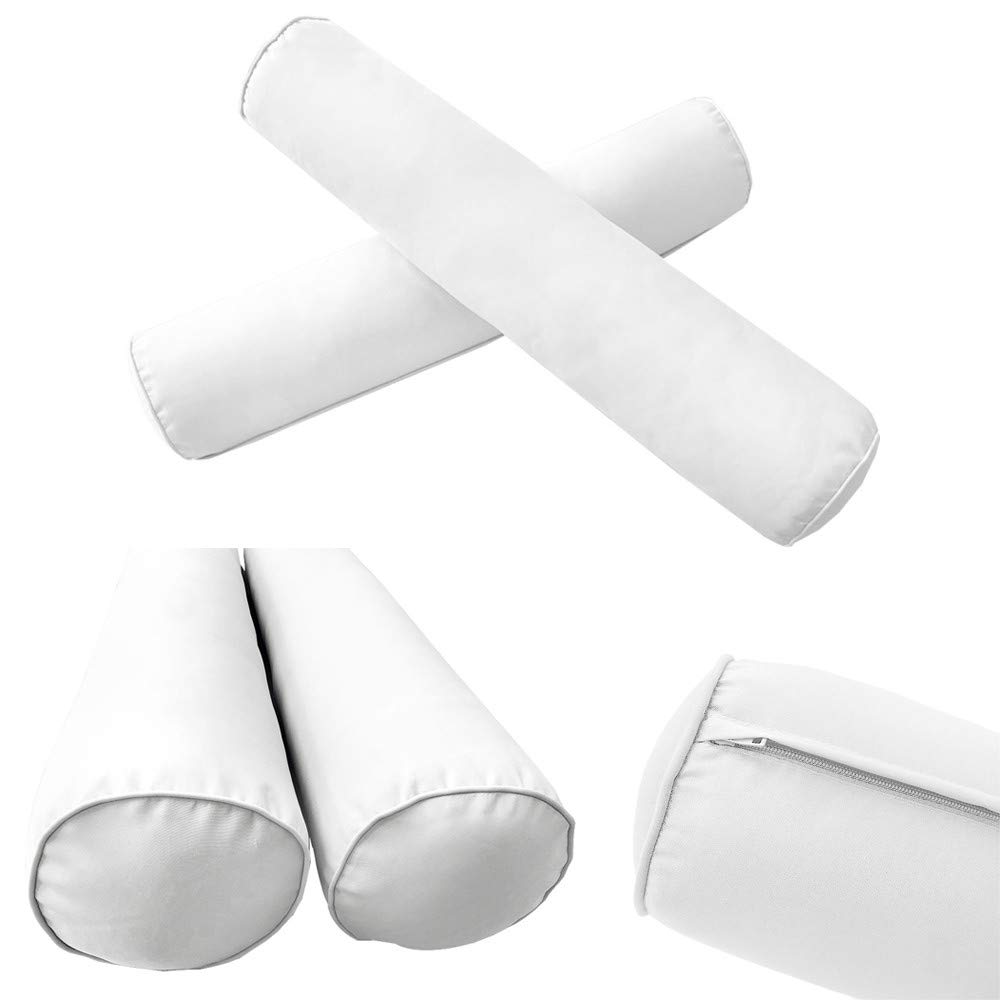 Prolinemax Outdoor Style 4-Piece Full Piped Trim Daybed Mattress Cover Set with Bolster Pillow - Fitted Sheet AD106 - Perfect for Patio, Sunroom, and Guest Bed Decor