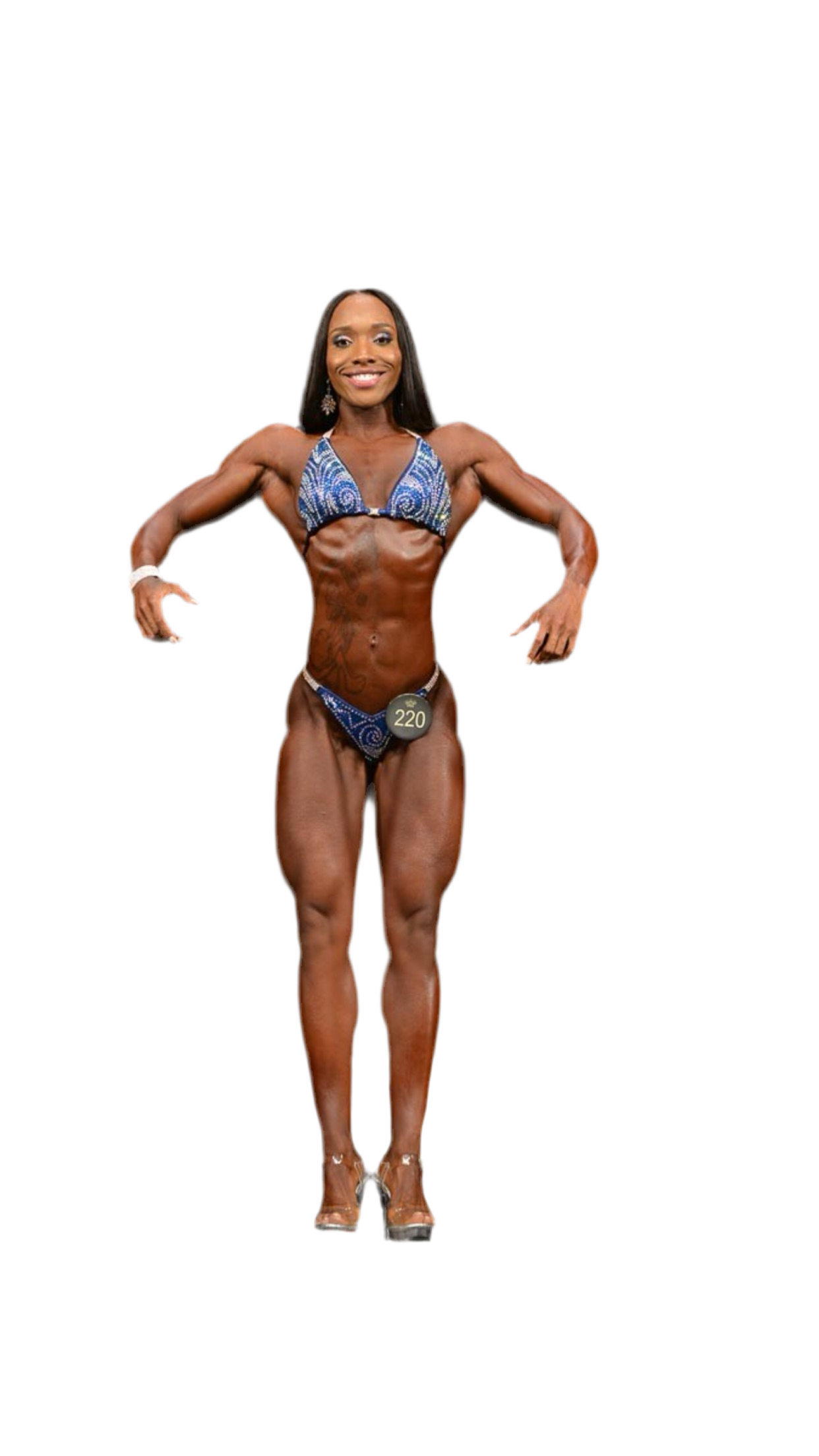 Royal Blue Custom Figure Physique Posing Bikini Suit with Colored Stones - Competition Swimwear for Bodybuilding & Fitness Pageants