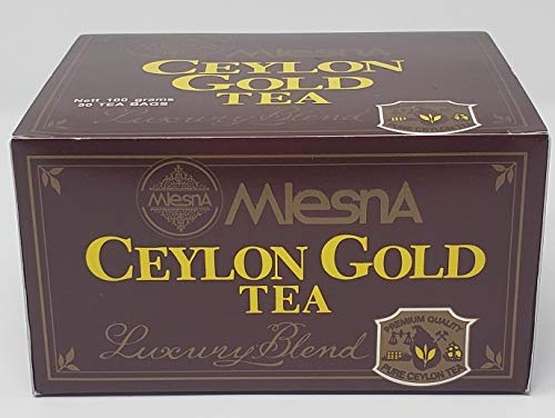 Premium Mlesna Pure Ceylon Gold Black Tea Bags - 100g (50 Bags) - Rich & Robust Flavor Similar to English Breakfast Tea - Perfect for Morning Boost, Afternoon Relaxation & Office Use - by Shah Company