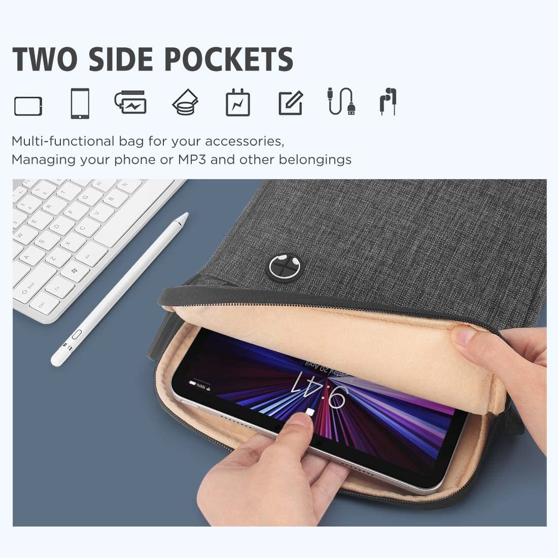 Waterproof 10 Inch Tablet Sleeve - Shockproof Laptop Messenger Bag for iPad Pro 9.7/10.5/11