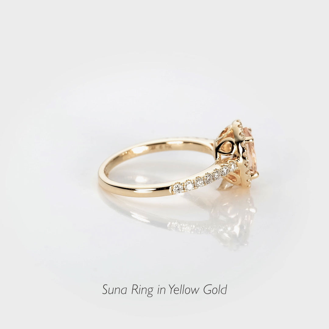 Oval Morganite Halo Ring 14K Rose Gold Engagement Ring for Women, Vintage Wedding Band, Anniversary Gift for Her - Perfect for Proposals, Valentine's Day & Special Occasions