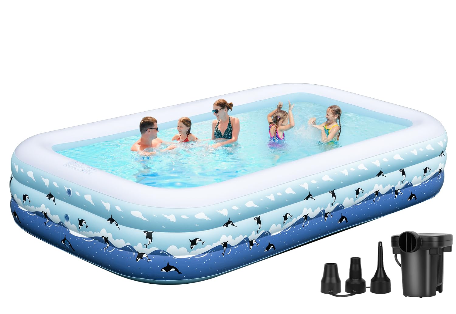 **Large Inflatable Pool with Pump - 130