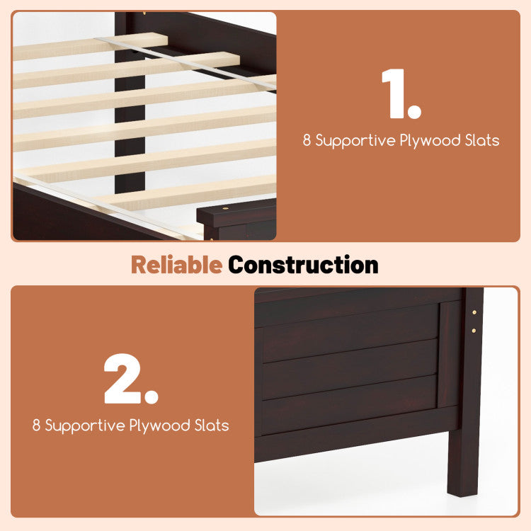 Costway Twin Size Bed Frame with Storage Drawers & Solid Wood Headboard - Space-Saving Storage Solution for Small Bedrooms, Dorms & Guest Rooms