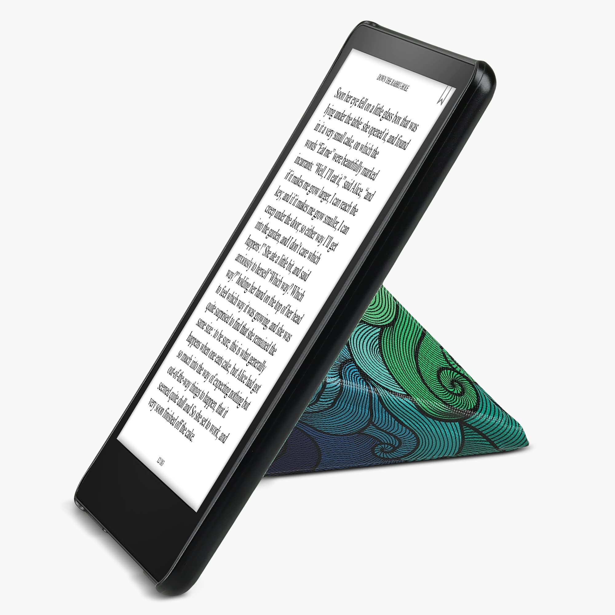 kwmobile Origami Case for Amazon Kindle Paperwhite 11th Gen (2021) - Slim PU Leather Cover with Stand - Dark Pink/Blue/Green - Perfect for Reading, Travel & Work