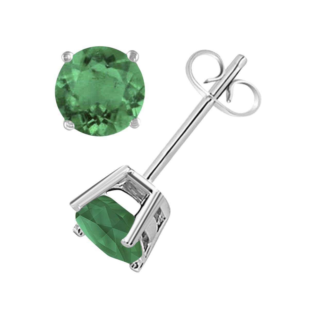Natural 5mm Round Emerald Stud Earrings for Women - Prong-Setting Gemstone Wedding Jewelry Collection - Perfect for Bridal, Anniversary & Special Occasion Gifts