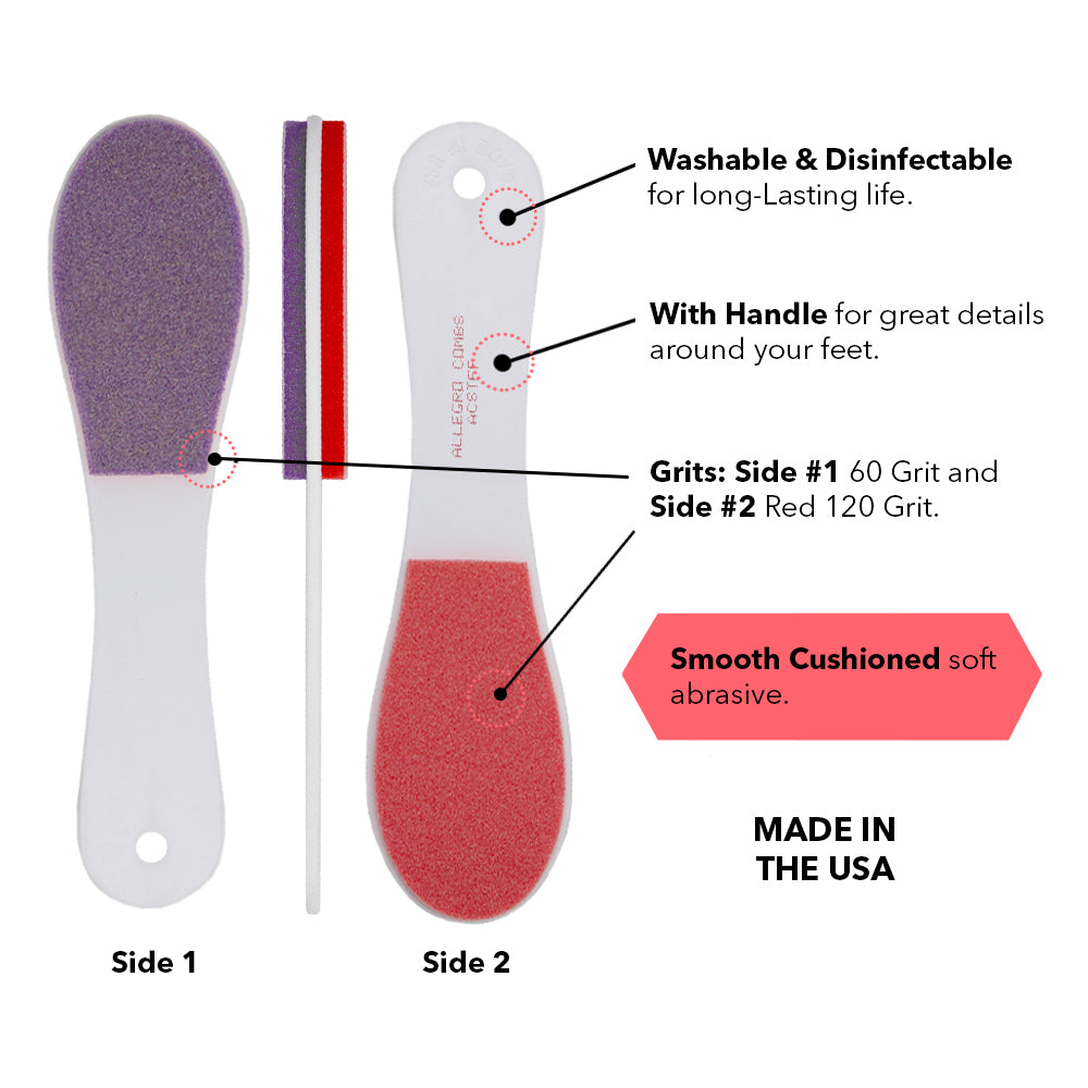 Allegro Combs Spongy Foot File & Callus Remover - Professional Pedicure Foot Scrubber for Smooth Heels - Perfect for Home Pedicure & Foot Care Routine