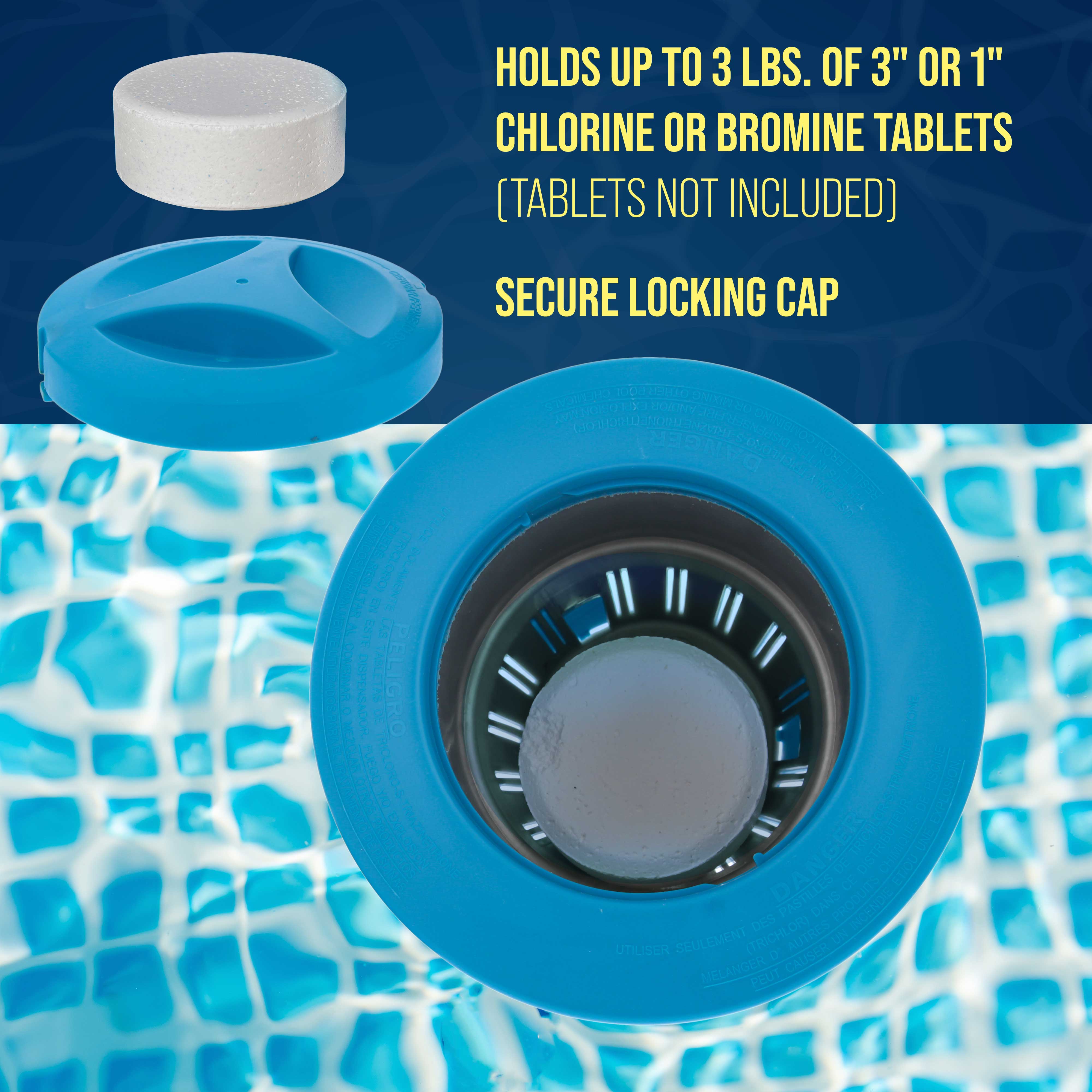 Premium Pool Chlorine Floater Dispenser - Holds 3 Large Tablets (7