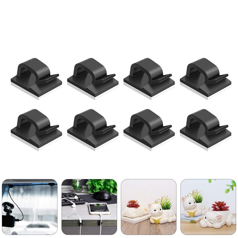 Uonlytech 200pcs Self-Adhesive Cable Management Clips - Desk Organizer for Headphones, Wires & Office Supplies - Strong Fixing Clamps for Cord, Electric Wire & Headset Stand - Perfect for Home Office, Gaming Setup & Workspace Organization