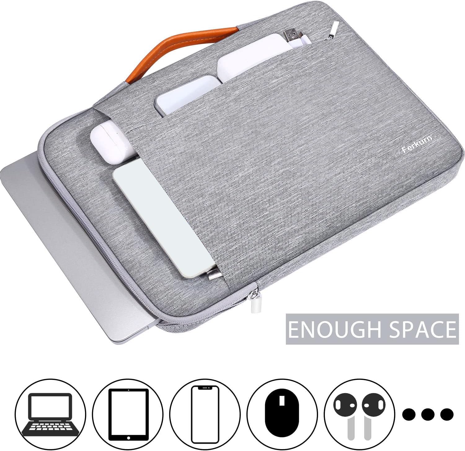 Ferkurn 15.6 Inch Waterproof Laptop Sleeve Case - Compatible with MacBook Air 15 M3/M2 (2023-2024), MacBook Pro 15/16 (2019-2023), HP Envy x360, Dell XPS 15, Lenovo, Asus - Perfect for Travel, Office & School Protection