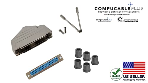 Premium DB37 Female Solder Kit with No Ear Full Profile Metal Hood - High Quality Connector for Automotive & Industrial Use (Great for Wiring Projects, DIY Repairs, and Electronic Installations)