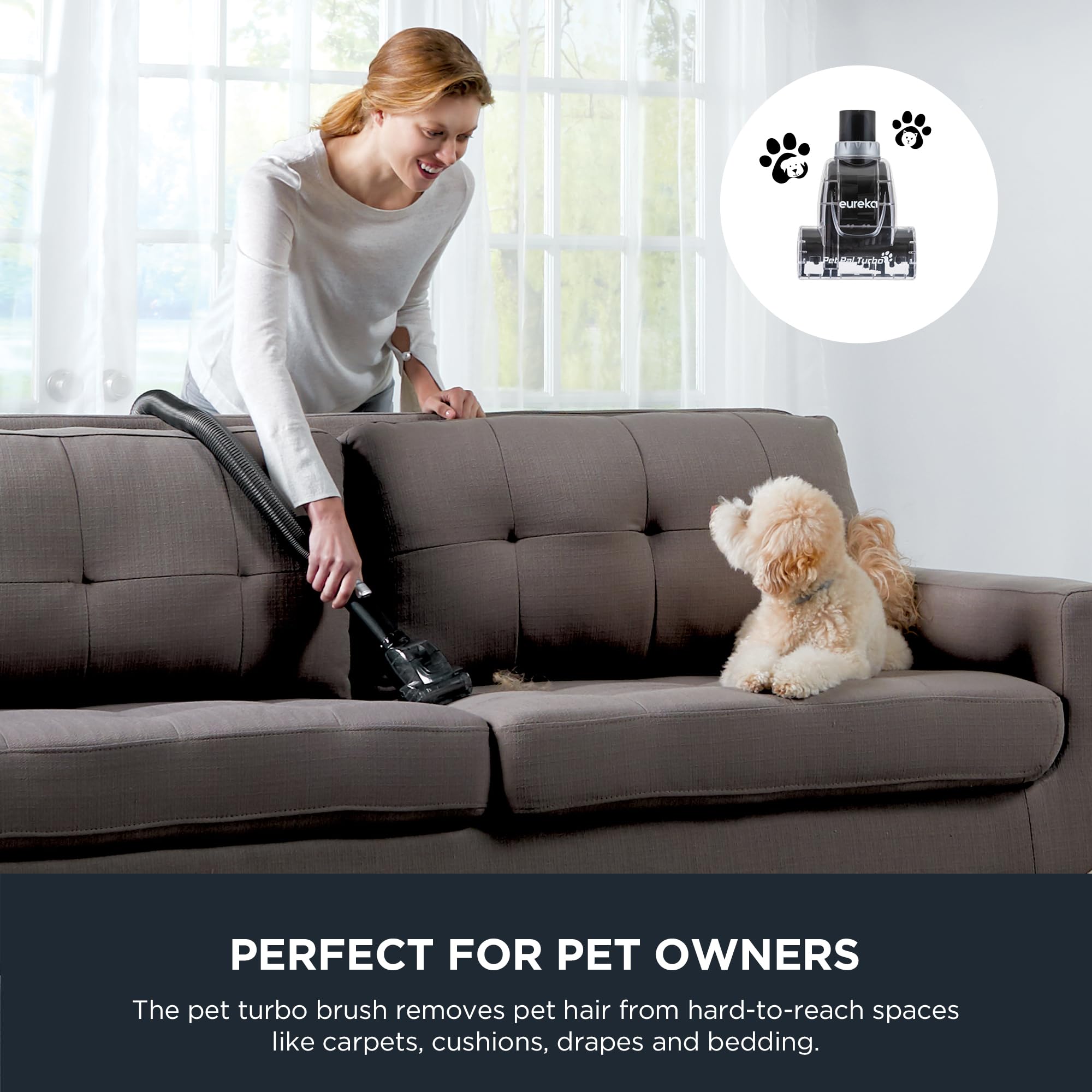 Eureka FloorRover Bagless Upright Pet Vacuum Cleaner with SuctionSeal Technology - Powerful Swivel Steering for Carpets & Hard Floors - Ideal for Pet Hair, Home Cleaning & Allergies Relief