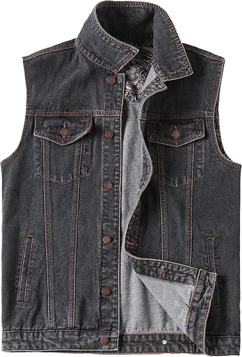 Men's Sleeveless Denim Vest Jacket - Casual Button Down Jean Outwear for Street Style & Summer Layering
