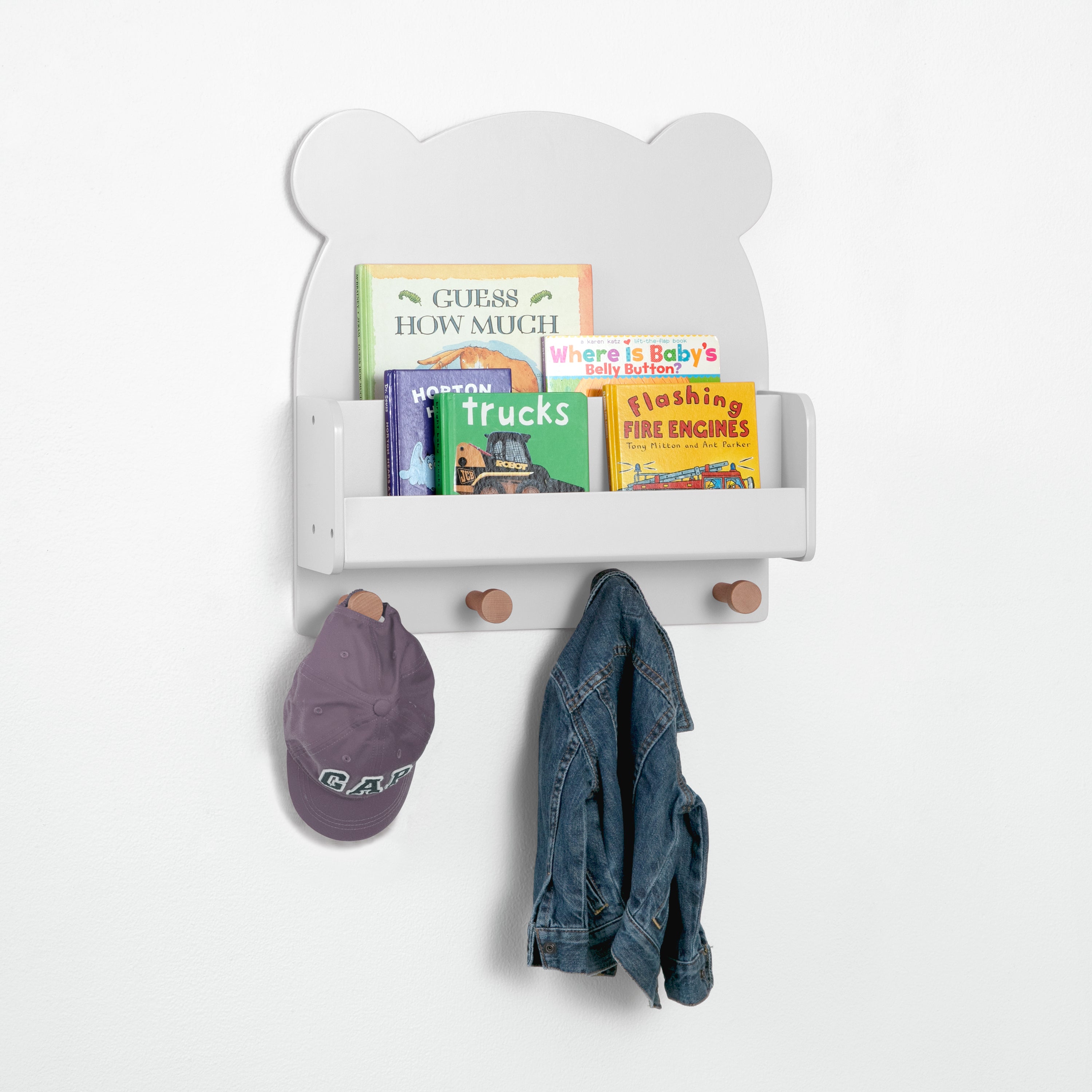 Brannan Bear Wall Shelf with 4 Hooks - Rustic Wooden Floating Shelf for Entryway, Bathroom & Bedroom Organization - Perfect for Hanging Coats, Towels & Decor