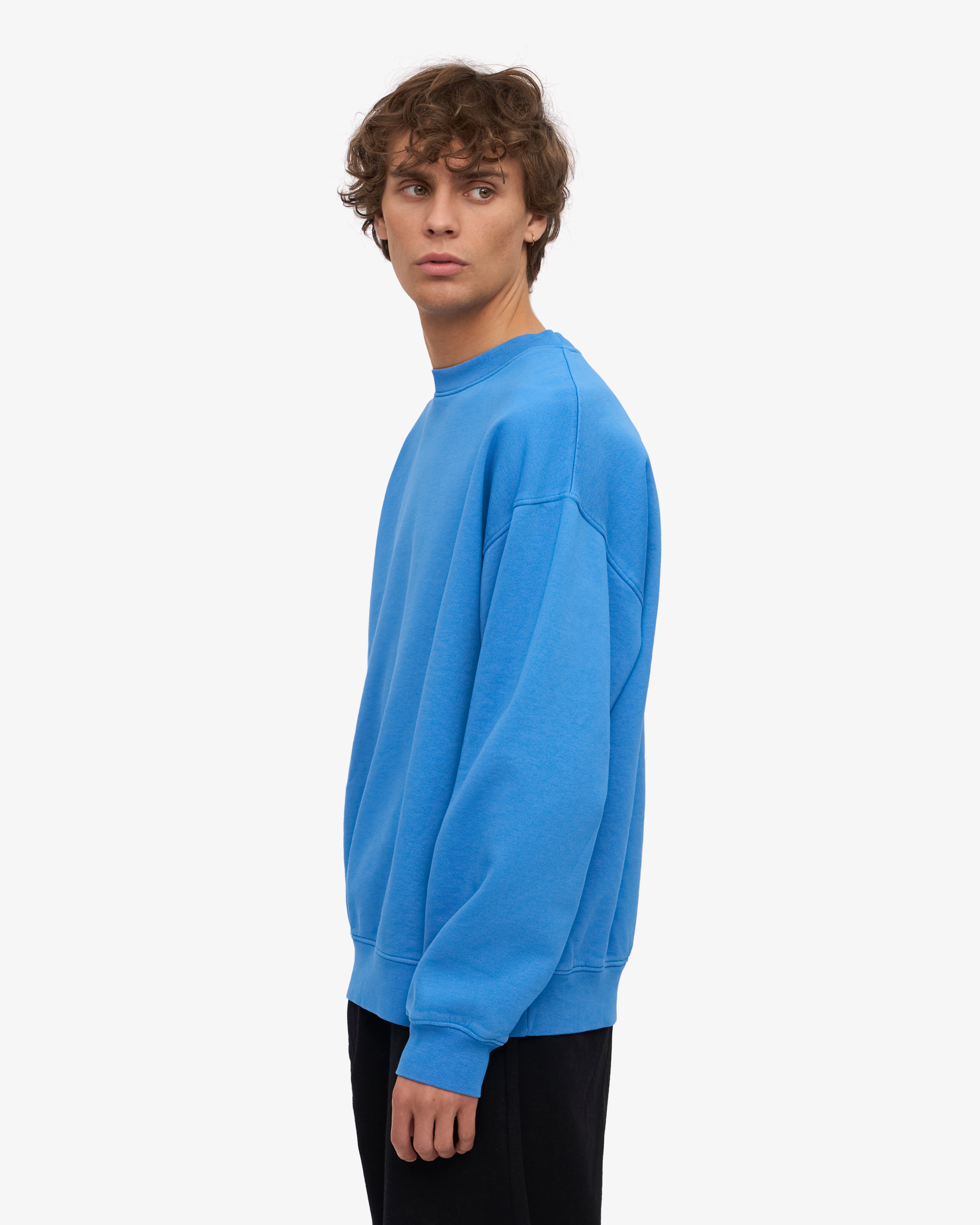 Organic Oversized Crewneck Sweatshirt - Pacific Blue | Soft & Comfortable Unisex Pullover for Casual Wear, Lounge & Street Style