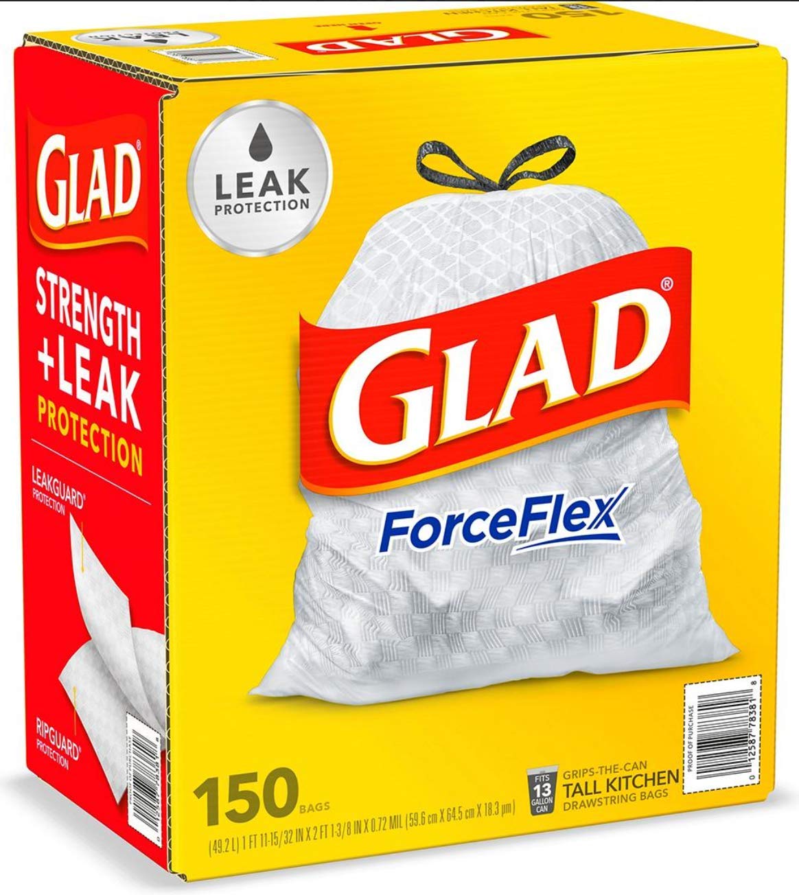 Glad Drawstring Tall Kitchen Trash Bags - 150 Count, 13 Gallon Heavy Duty Garbage Bags for Home, Office & Outdoor Use