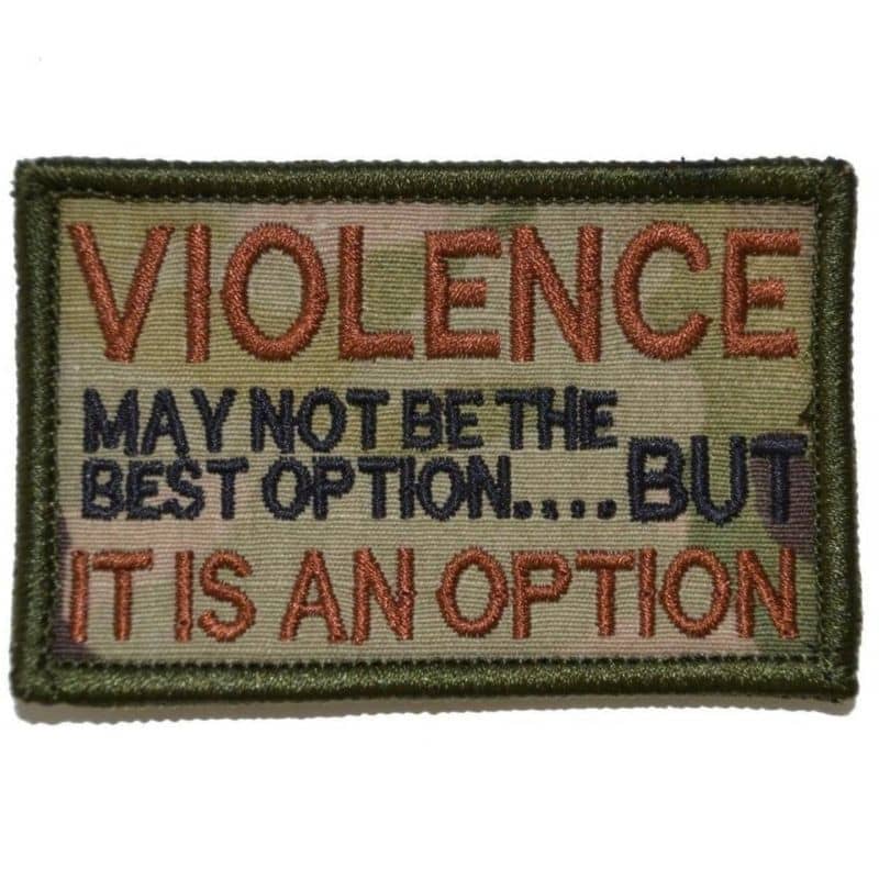 Violence May Not Be The Best Option Iron-On Patch - Funny Sarcastic Embroidered Badge for Jackets, Bags & DIY Crafts - Perfect for Punk, Goth & Protest Fashion Accessories
