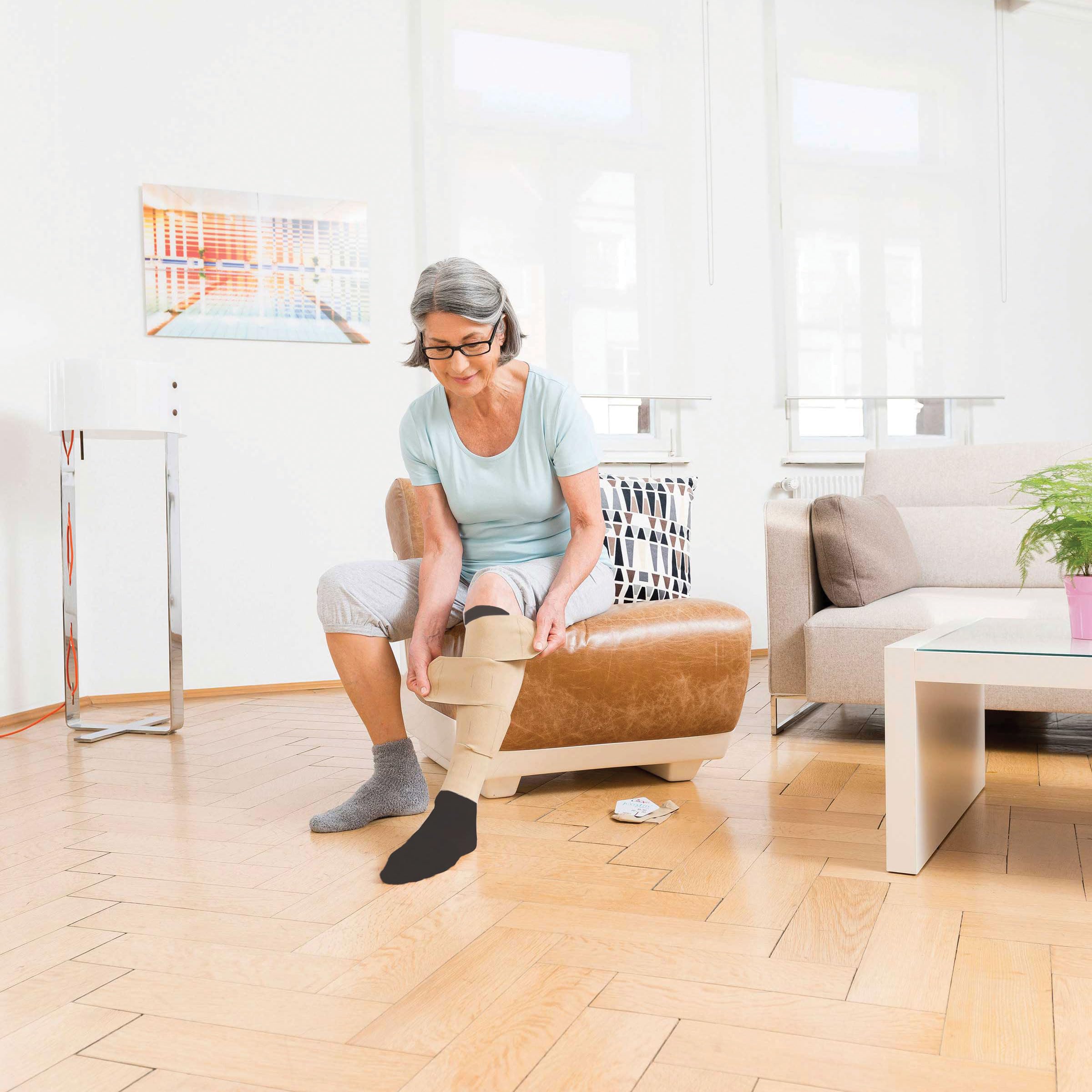 CircAid Juxtalite Lower Leg Compression System - Adjustable Compression Garment for Men & Women, Improves Leg Circulation, Works with Elastic Stockings, Large (Full Calf)/Short - Ideal for Travel, Swelling Relief & Post-Surgery Recovery