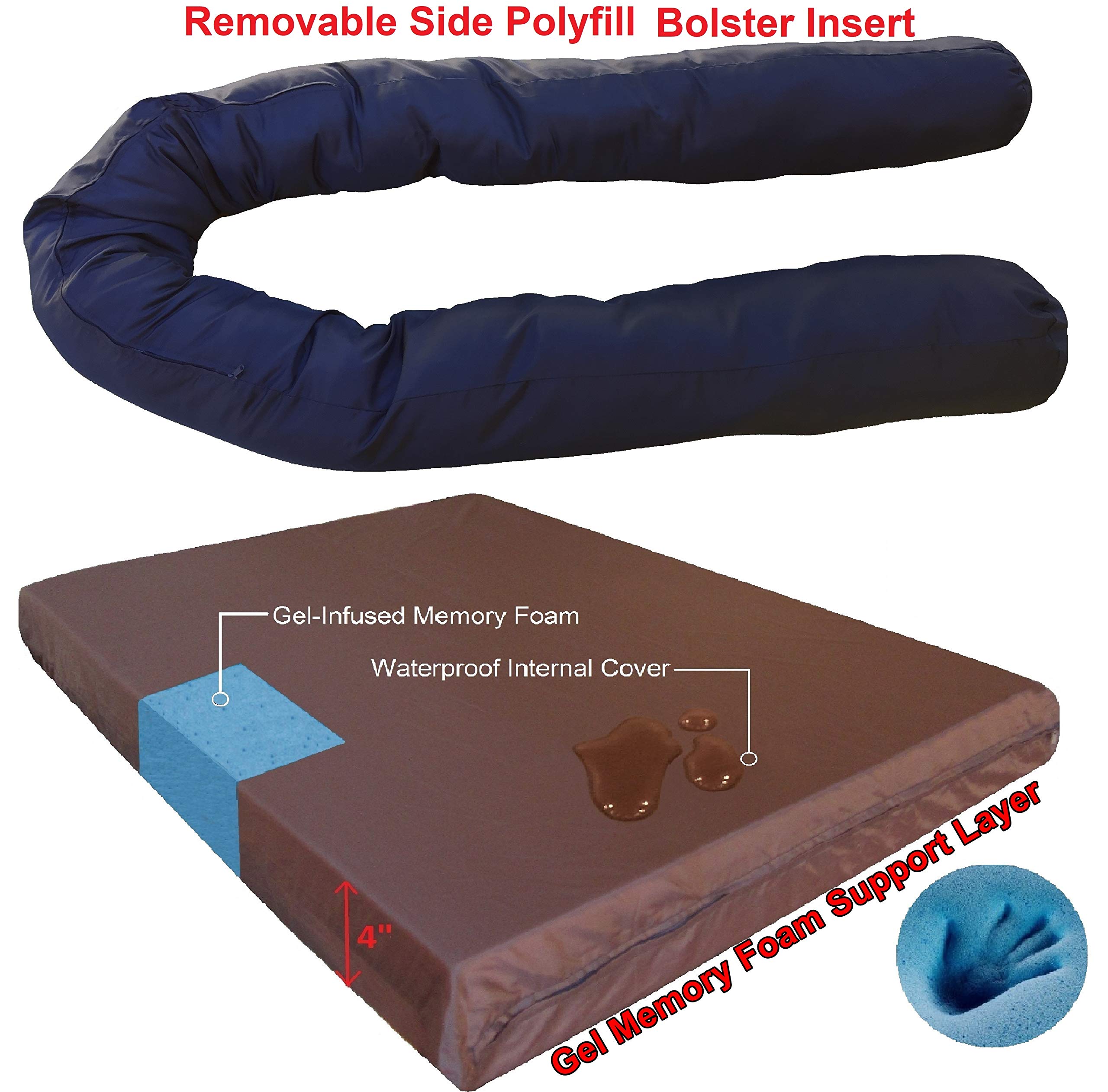 Premium Orthopedic Gel Memory Foam Dog Bed - Waterproof Liner & Durable Canvas Cover - 47