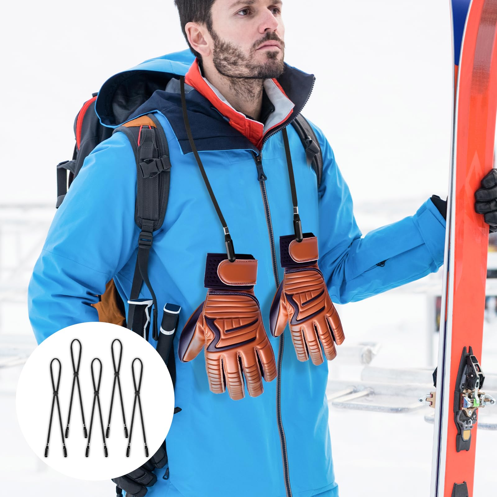 5 Pcs Adjustable Hat Strap Clips - Elastic Removable Chin Cord for Windproof & Anti-Lost Hats - Perfect for Outdoor Activities, Hiking, Running and Sports