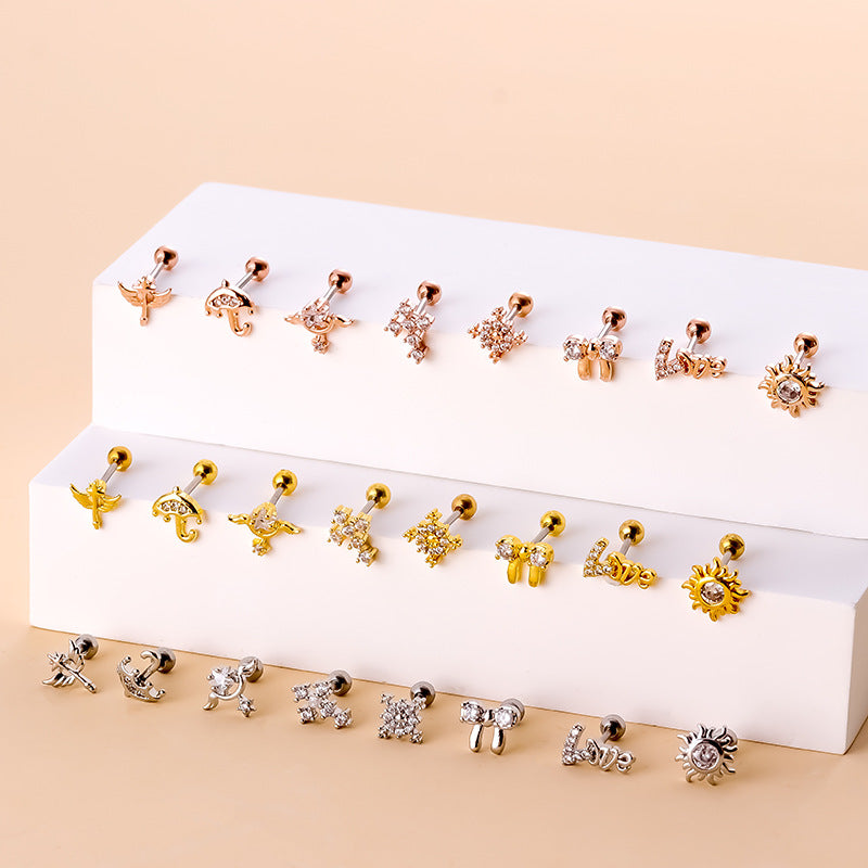 20G Small Umbrella Upper Lobe Conch Stud Earrings - Dainty Cartilage Piercing Jewelry for Women | Perfect for Everyday Wear, Parties & Gifts | HSPJ741