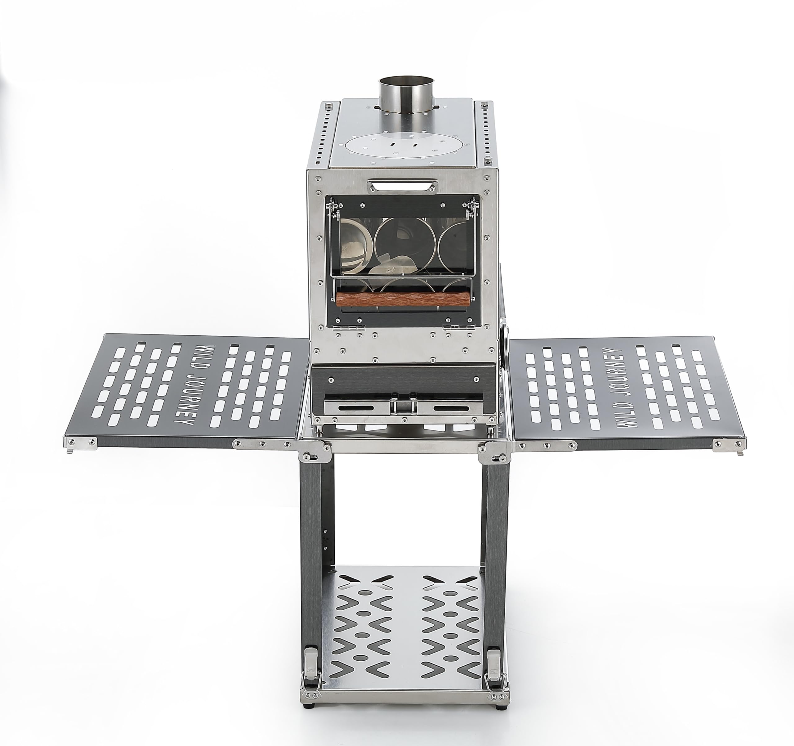 Portable Stainless Steel Wood Burning Stove with Pellet Burner - Black Titanium Base Camping Stove for Tents, Includes 6 Chimney Pipes & Spark Arrestor - Perfect for Outdoor Cooking, Heating & Survival Camping