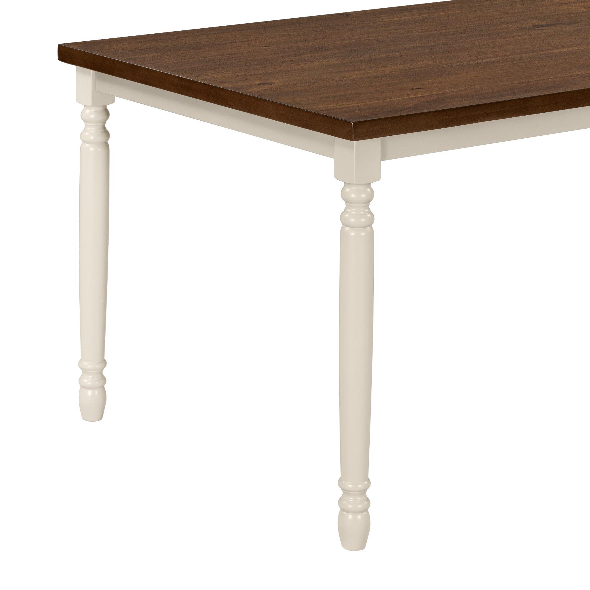 Classic 6-Piece Wooden Dining Set with Table, 4 Chairs & Bench for Kitchen & Dining Room - Brown & Cottage White | Perfect for Family Meals, Entertaining Guests & Small Space Dining
