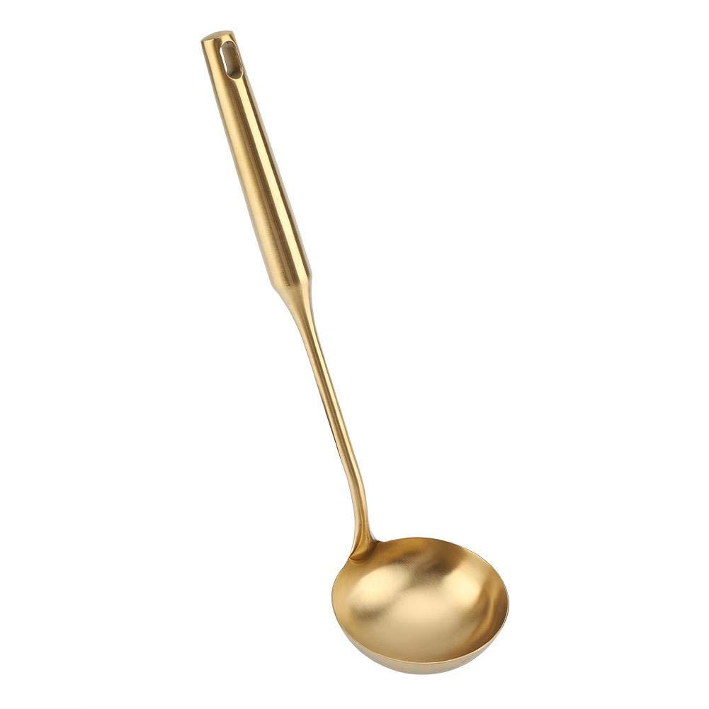 Premium Stainless Steel Gold Ladle - Large Kitchen Spoon for Cooking, Serving Soup, Chili, Gravy, Salad Dressing & Pancake Batter - Ideal for Restaurants, Catering & Home Chefs