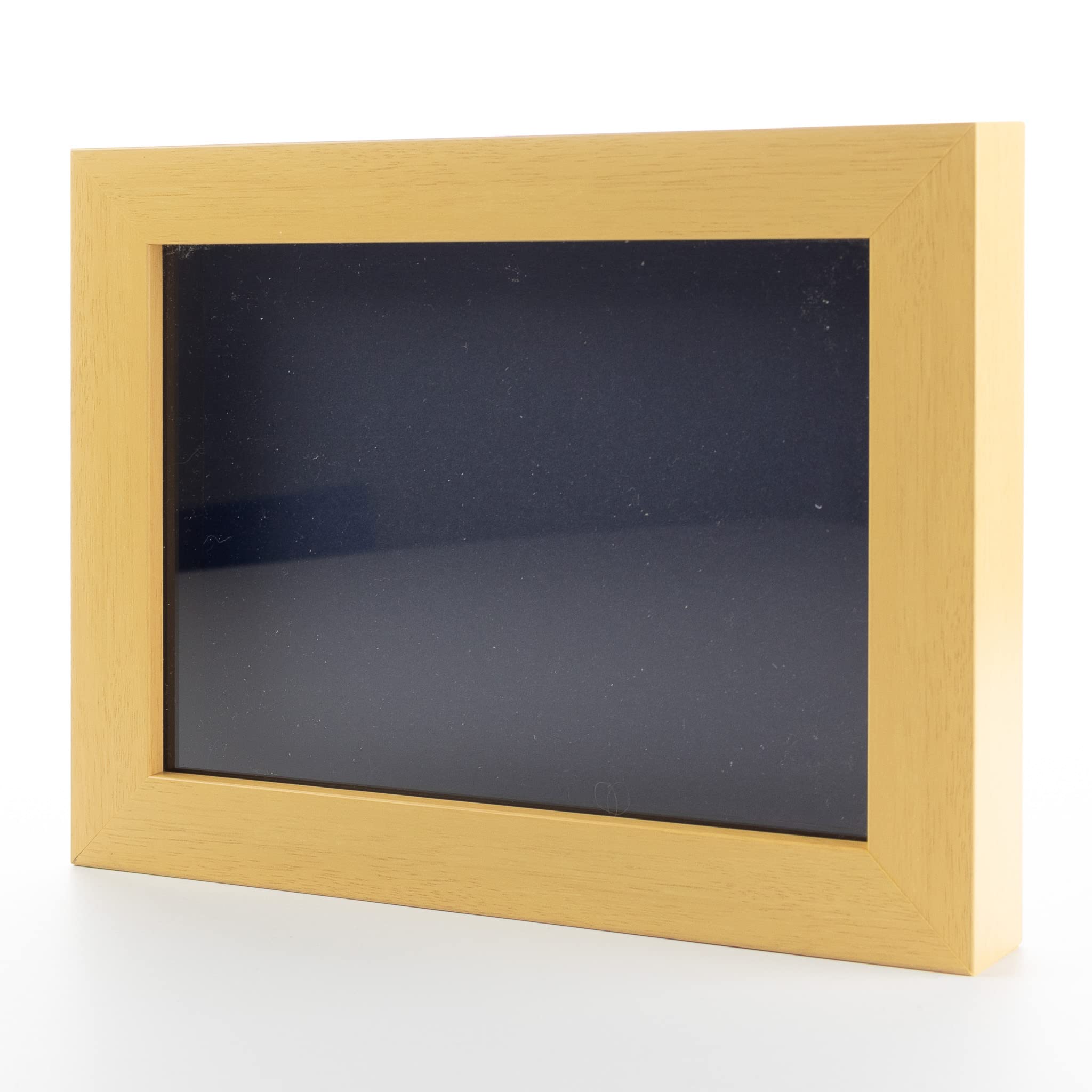 Natural 12x16 Wood Shadow Box Display Frame - Navy Acid-Free Backing & UV Protective Acrylic - 3/4