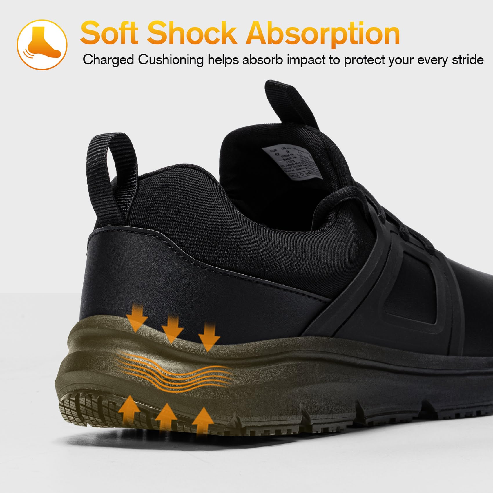 Non-Slip Work Shoes for Men - Slip-On Waterproof Sneakers for Kitchen & Restaurant - Comfortable Slip-Resistant Chef Shoes - Ideal for Cooking, Food Service & Hospitality - Black