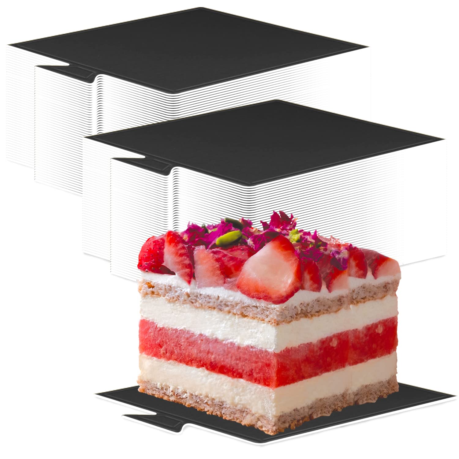 200 Pcs Mini Cake Boards - Black Square Cardboard Dessert Display Trays for Cupcakes, Mousse Cakes & Pastries | Grease Proof & Sturdy | Perfect for Baking, Party Desserts & Display