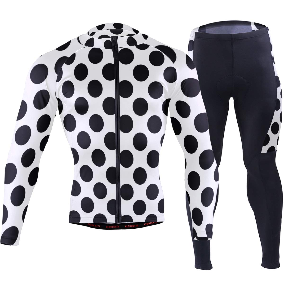 African Art Men's Cycling Jersey & Padded Bike Pants Set - Long Sleeve Full Zip Quick-Dry Bicycle Clothing for Road & Mountain Biking