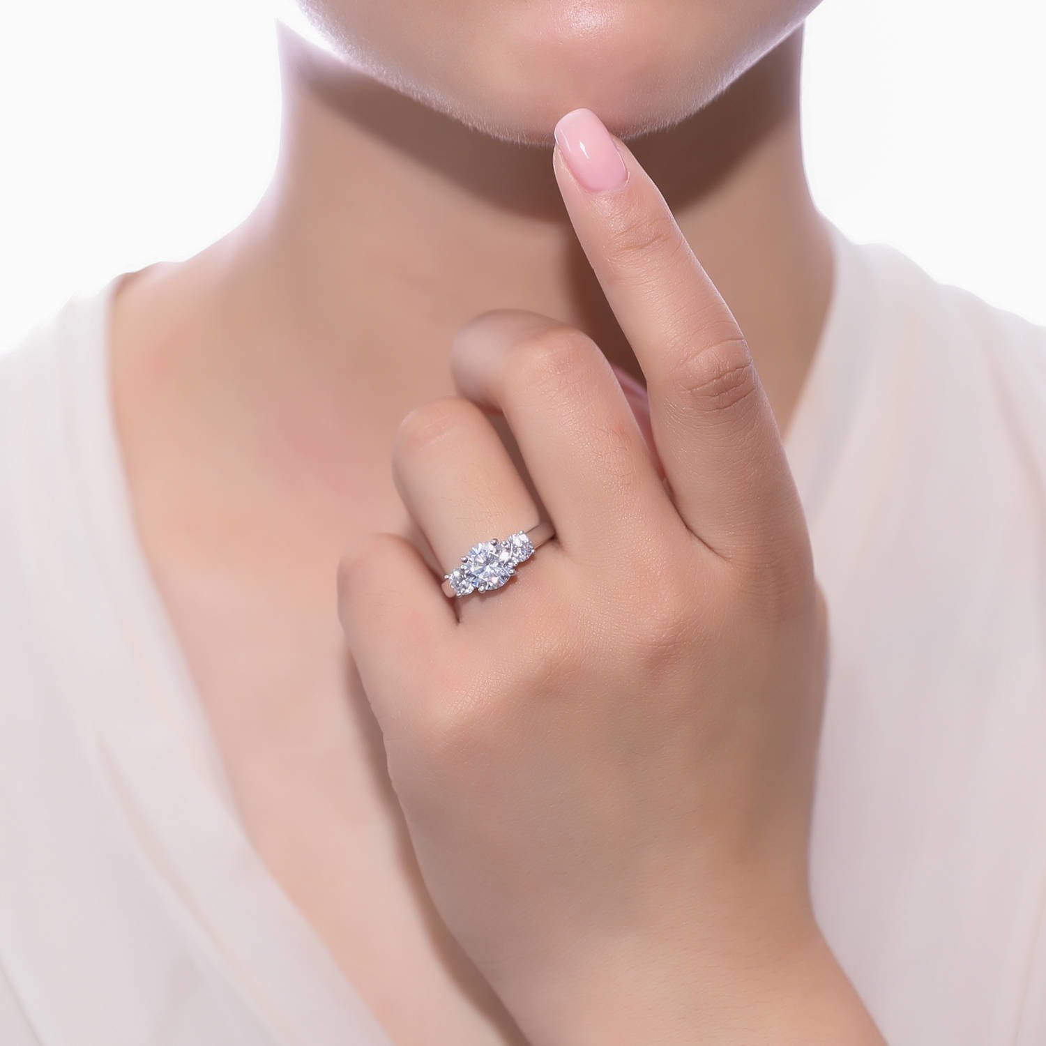 BERRICLE Sterling Silver 3-Stone Wedding & Engagement Ring Set - 2.4 Carat Round Cut Cubic Zirconia CZ for Women, Rhodium Plated Size 4-10 | Perfect for Proposals, Anniversaries & Special Occasions
