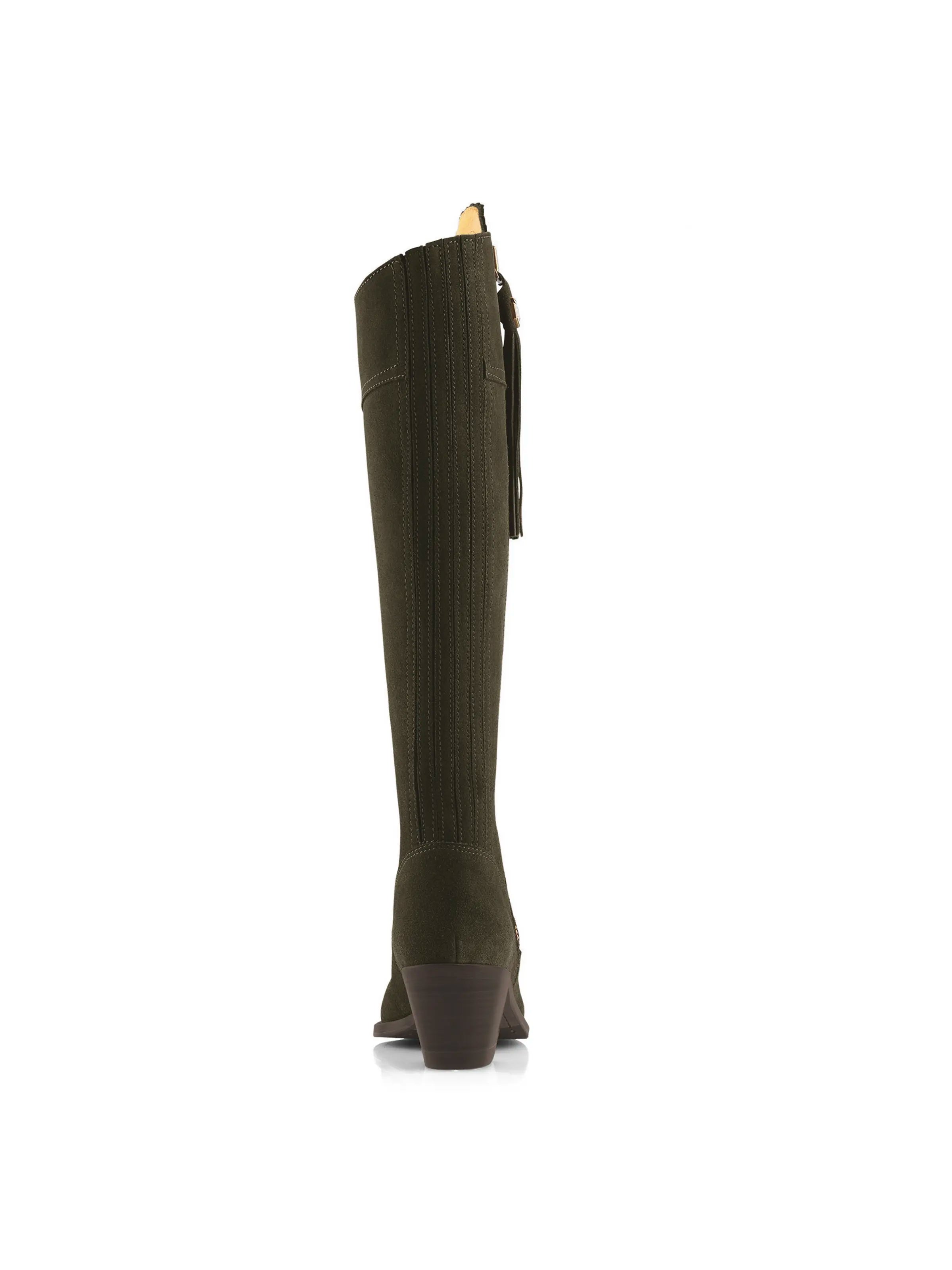 Regina Narrow Fit Heels - Moss Green Suede Women's Shoes for Work, Party & Special Occasions