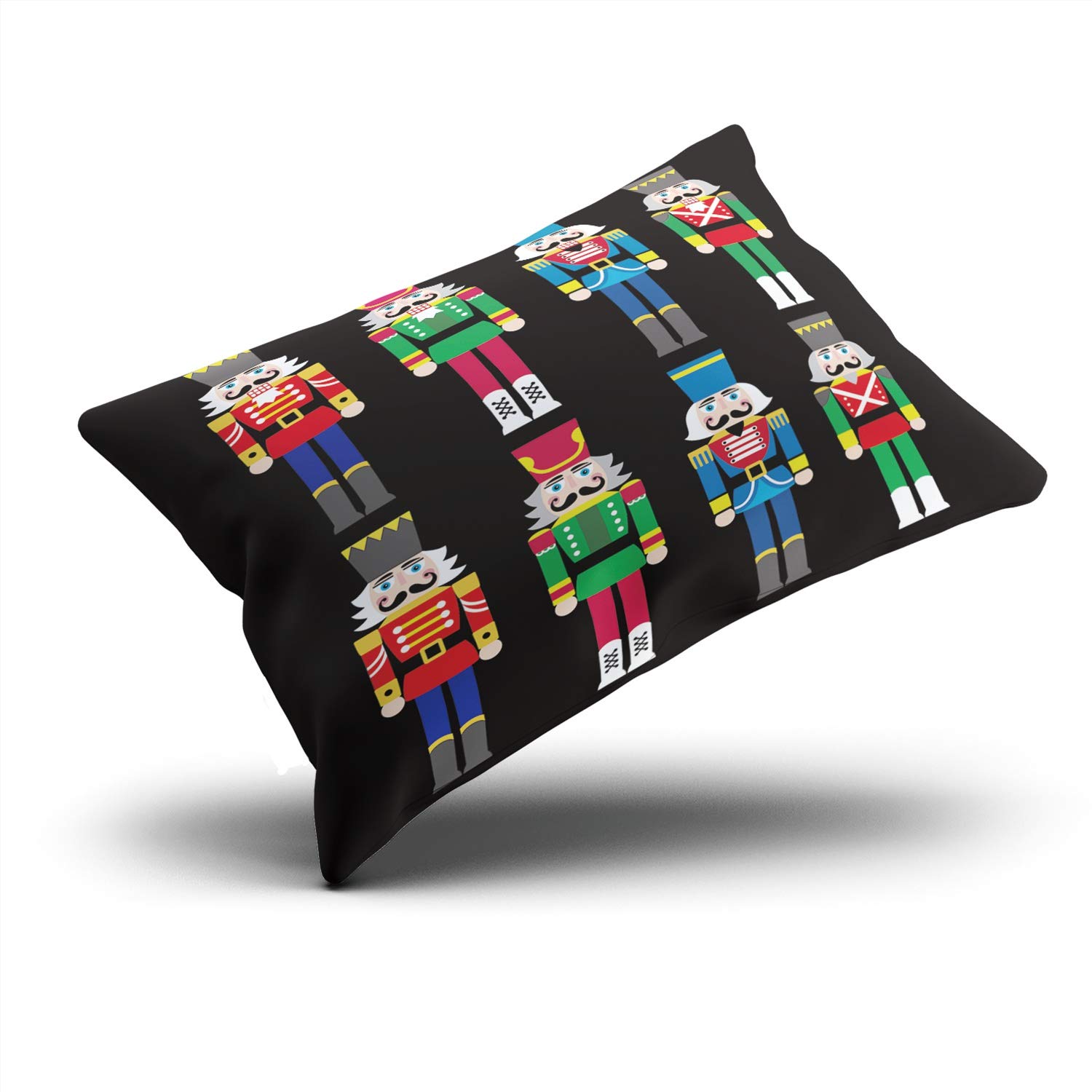 Christmas Nutcracker Soldier Throw Pillow Cover - 20x26 Inch Decorative Black Pillow Case with Hidden Zipper | One-Side Printed | Perfect for Holiday Home Decor, Sofa, Bed & Christmas Party Decoration