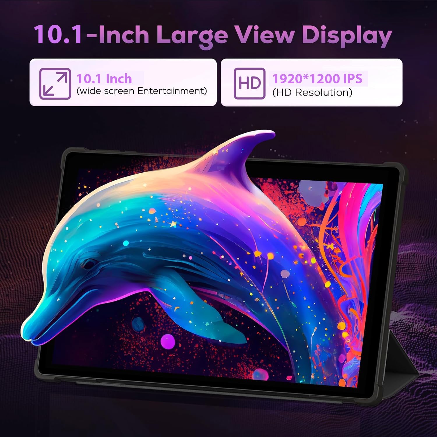 2025 Android 13 Tablet 10.1 Inch - 128GB ROM, 19GB RAM, 1TB Expandable Storage, 2.0GHz Octa-Core Processor, 1920x1200 FHD IPS Display, 8000mAh Battery, 8MP+13MP Dual Camera - WiFi Bluetooth 5.0 GPS - Includes Keyboard & Mouse (Black) - Perfect for Work, Study & Entertainment