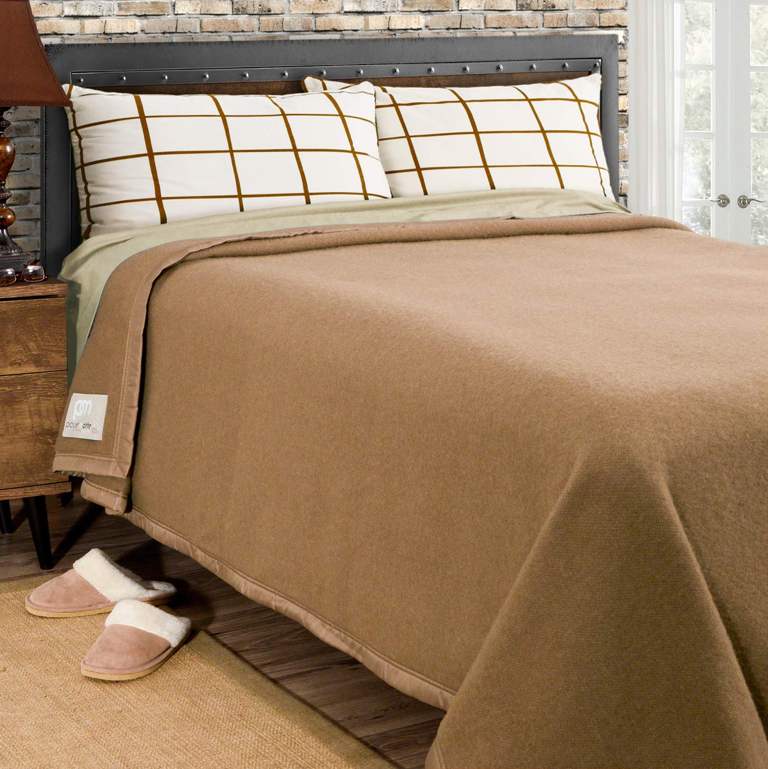 Premium 400GSM 100% Virgin Wool Blanket - Medium/Heavy Weight, Machine Washable, Camel Color, Twin Size - Ideal for Cozy Bedding, Sofa Throws & Winter Warmth