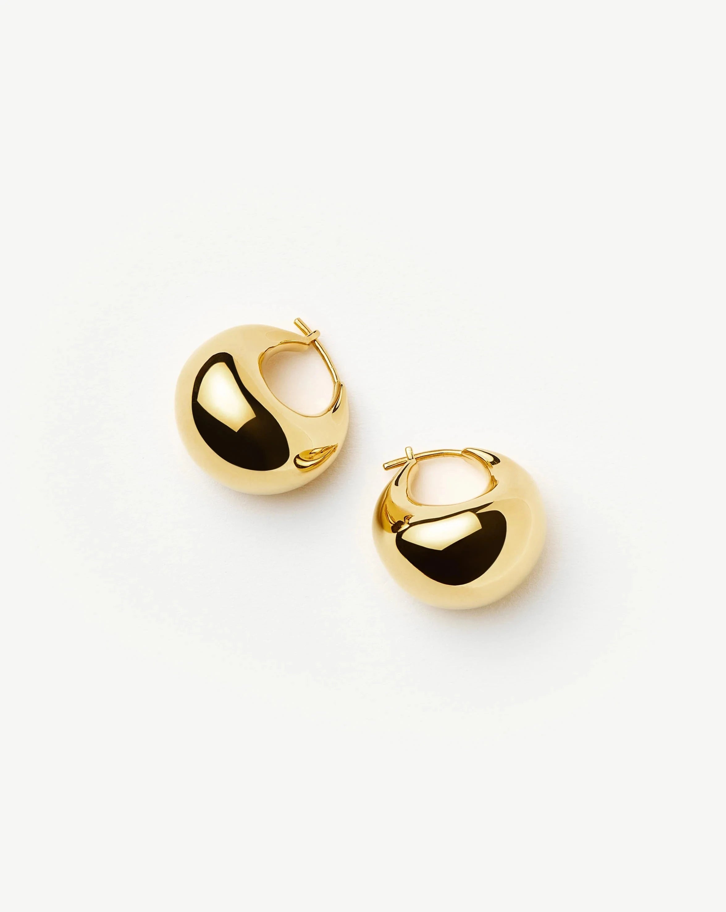 18k Gold Plated Sculptural Chubby Dome Small Hoop Earrings for Women - Elegant Everyday Jewelry for Work, Date Night & Special Occasions
