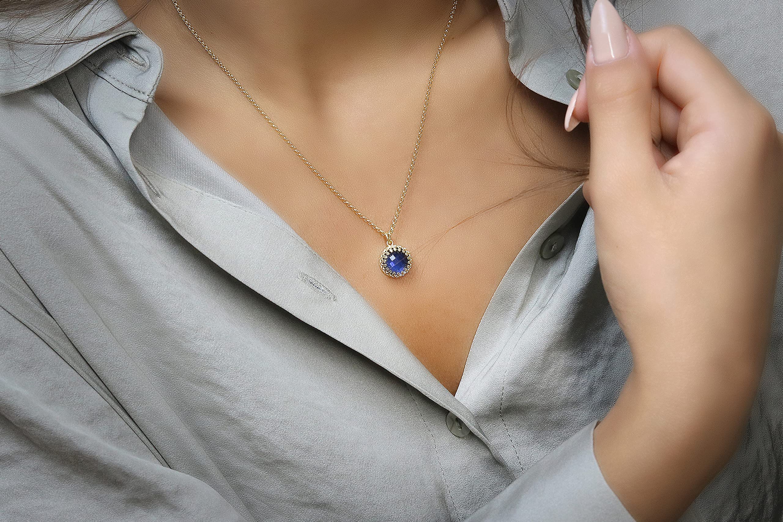 Sapphire Necklace - Handmade Gemstone Pendant Jewelry for Women | Birthday & Everyday Wear