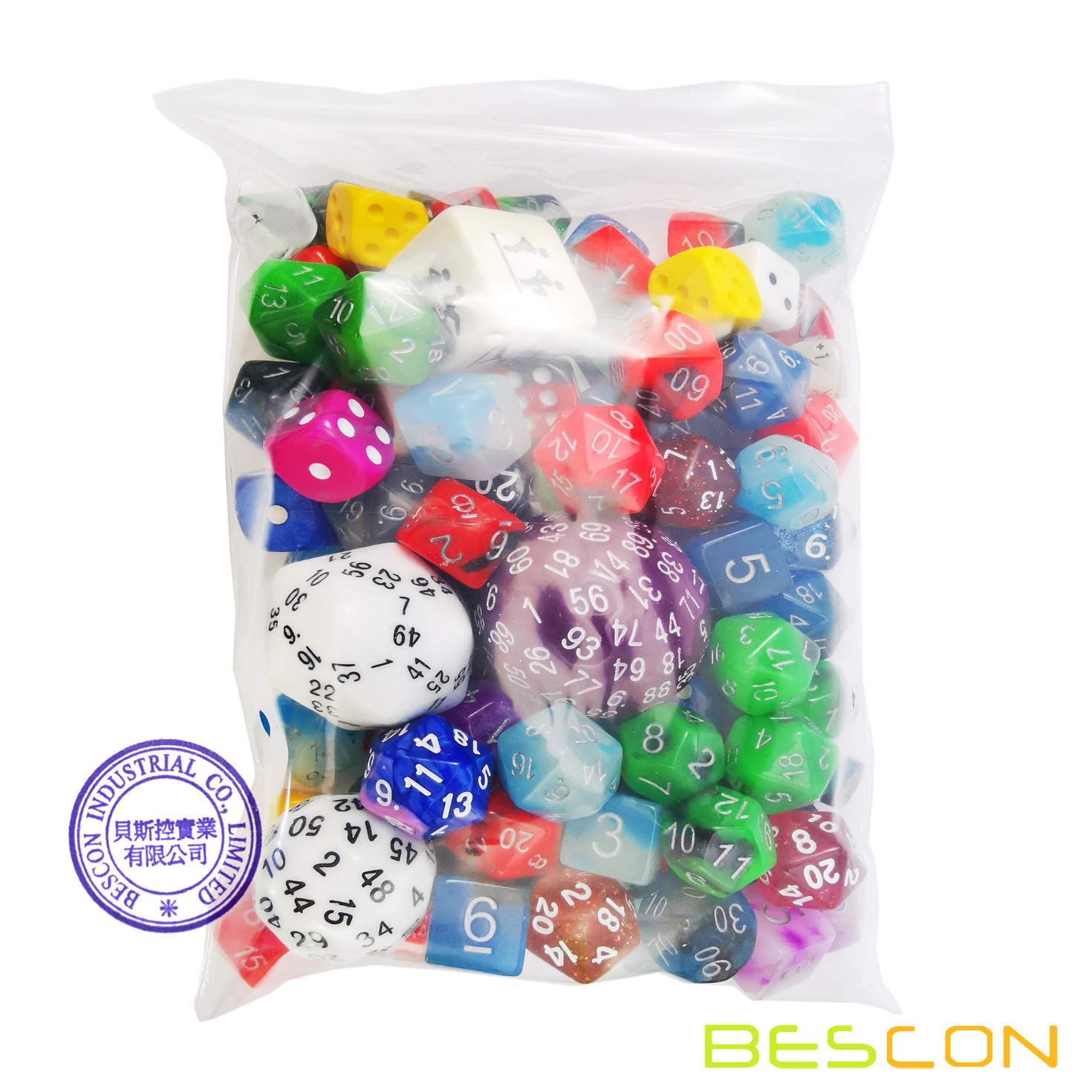 Bescon Big Better Rejects Dice Pack 100+ - Premium Second Dice Set 100pcs for Tabletop RPG Games, Board Games & Casino Night