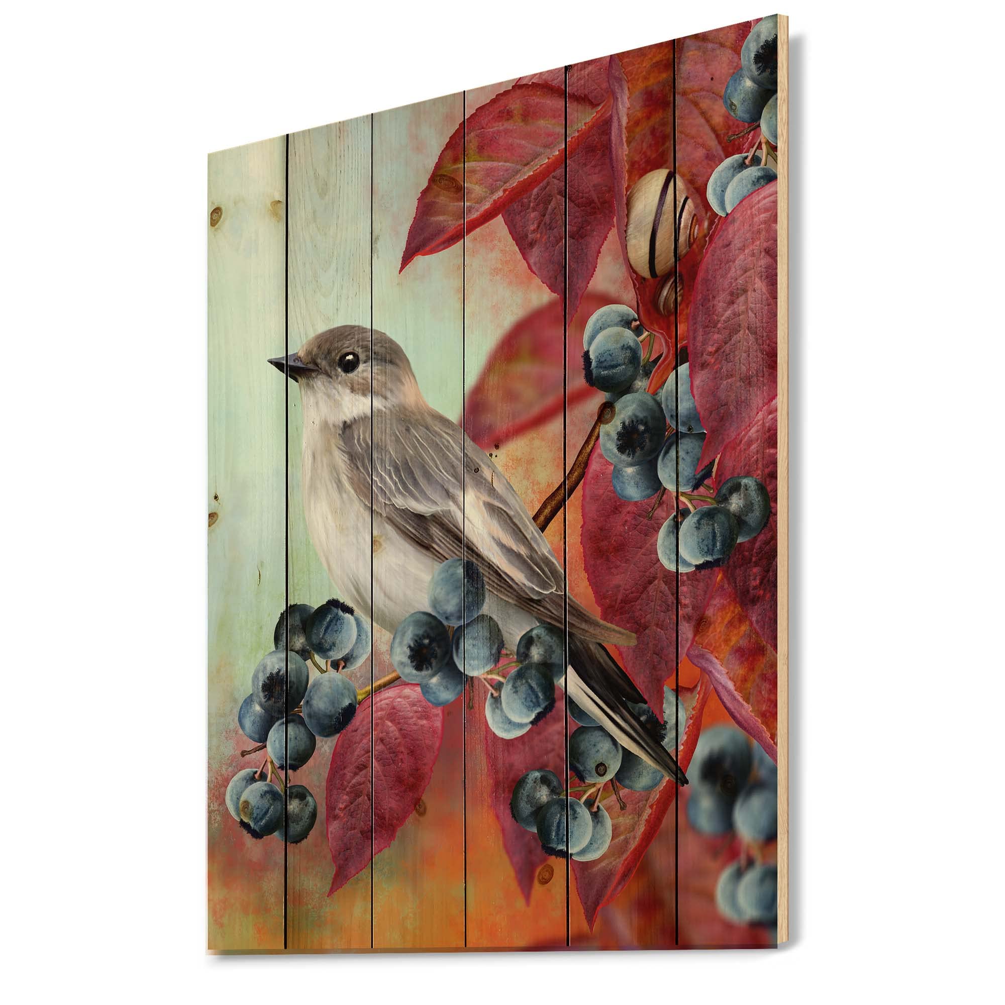 Little Gray Bird Wood Wall Decor - Traditional Pine Art for Home & Office